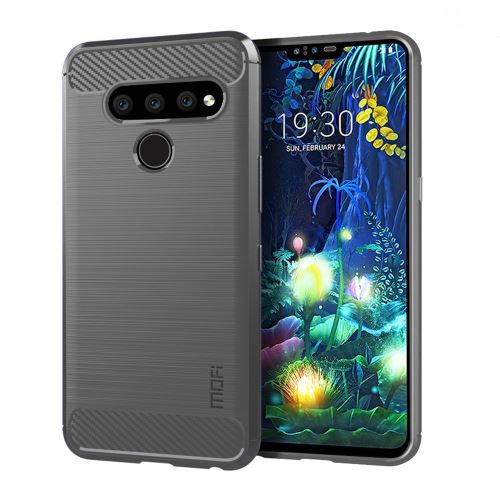 Coque en TPU fibre de carbone gris pour votre LG V50 ThinQ 5G