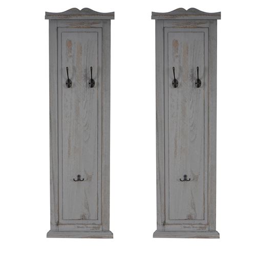 2x patère, portemanteau, vestiaire ouvert, 28x3,5x109cm, shabby, vintage, gris