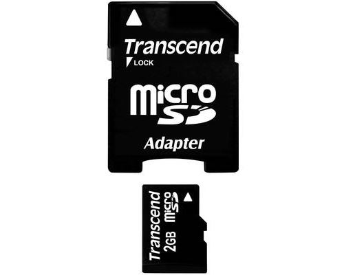 Transcend - Carte mémoire flash (adaptateur SD inclus(e)) - 2 Go - micro SD