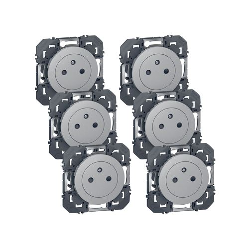 Legrand - Lot de 6 prises 2P+T 16A à composer - Dooxie - alu