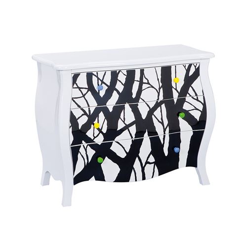 FOREST - Commode 3 Tiroirs Noire et Blanche
