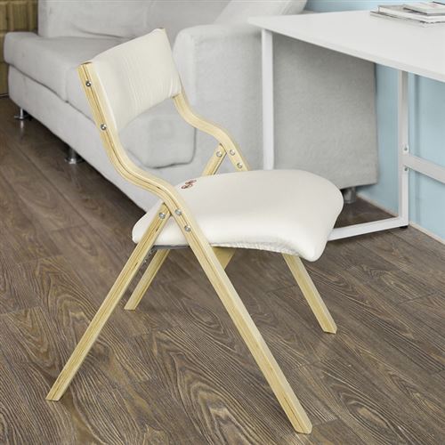 SoBuy® FST40-W Chaise pliante en bois avec assise rembourrée, Chaise pliable pour Cuisine, Bureau, etc.