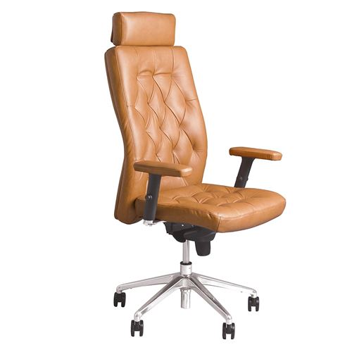 Chester - fauteuil de direction synchrone, multi-position capitonné, vintage cuir veritable marron