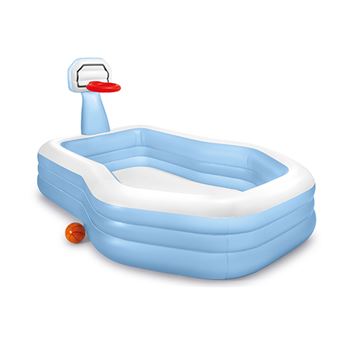 Piscine gonflable Intex octogonale avec panier de basket Bleu et Blanc