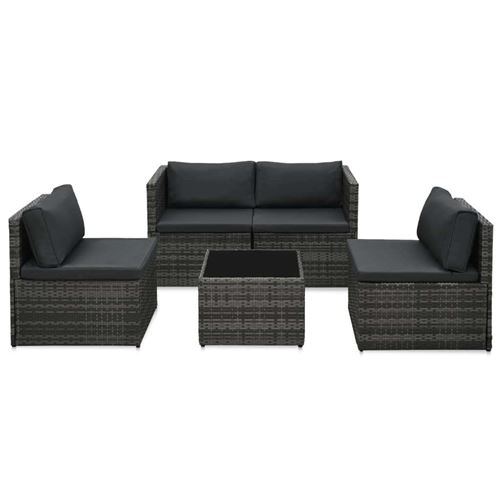 Vidaxl salon de jardin 5 pcs avec coussins r&eacute;sine tress&eacute;e gris 48148