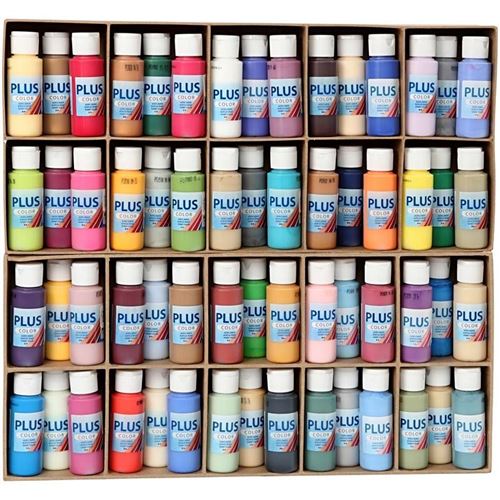Lot de peinture acrylique Plus Color - 60 x 60 ml - Couleurs assorties