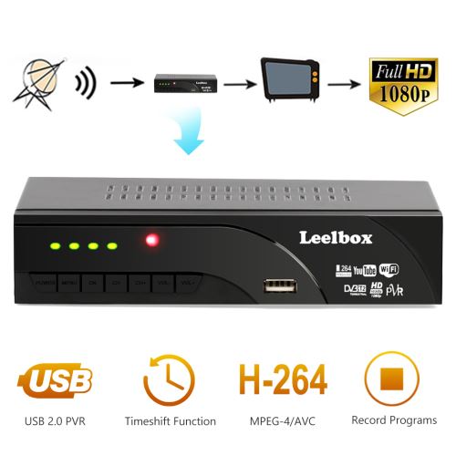 Leelbox® Décodeur TNT 1080P HD DVB-T2 H.264 MPEG-4 Dolby Multimedia Hevc 8 bit
