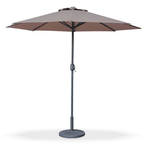 Parasol LED ø2,7m Helios Taupe, mât central - Alice's Garden