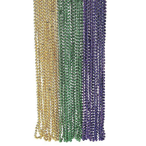 Forum Novelties FBA_IN-12-14580 Faceted 33 Mardi Gras Beads (4 Dozen) -Bulk, Multi Color
