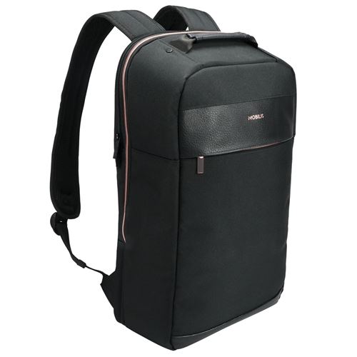 Mobilis Sac à Dos pour Ordinateur Portable 14-15.6, Sac à Dos de Travail/Affaires, Matière Déperlante, Noir et Or Rose