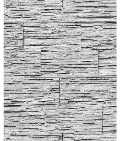 Papier peint quartzite ardoise en relief 1003-32 vinyle très résistant aspect pierre blanc gris clair | 5,33 m2
