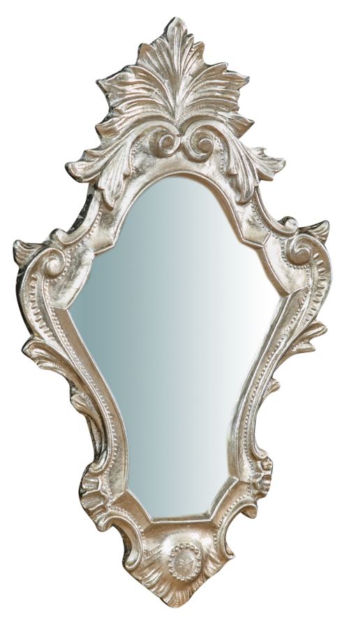 Miroir Mural À Accrocher En Bois Finition Feuille Argent Vieilli L41Xpr3Xh25Cm Made In Italy
