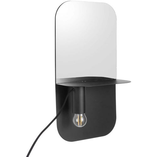 Leitmotiv - Applique murale avec miroir intégré Plate Noir