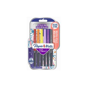Blister 6 stylos feutres Papermate Flair Metallic