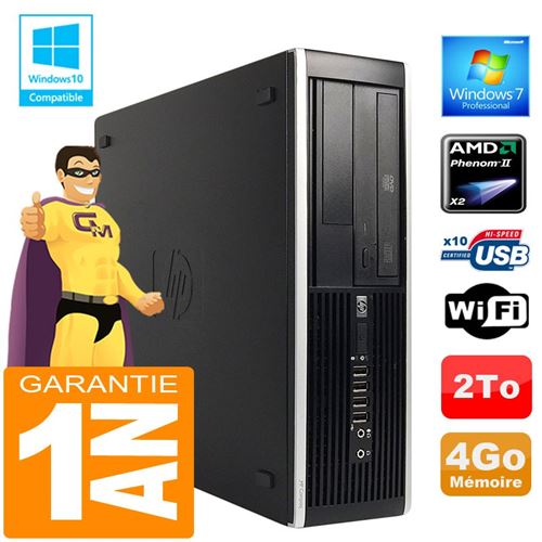 Pc hp compaq 6005 pro sff amd phenom ii ram 4go disque 2 to graveur dvd wifi w7