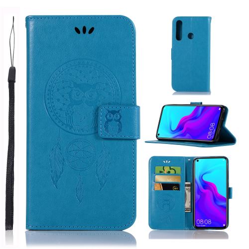 Etui en PU attrape-rêve de rêve hibou avec sangle bleu pour votre Huawei Nova 4