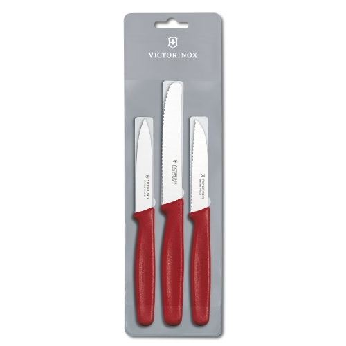 Victorinox ? set 3 couteaux à légumes en boîte de plastique rouge