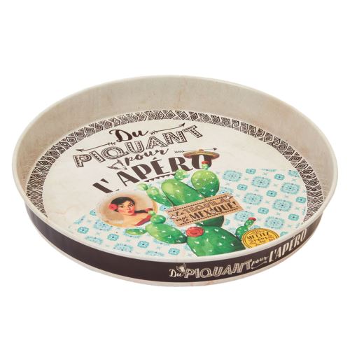 Plateau métallique rond Du piquant 34 cm