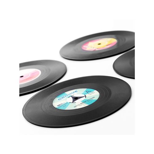 6 Pièces Sous-Verres Rétro pour Disque Vinyl CD Sous-verres de Verre  Antidérapants