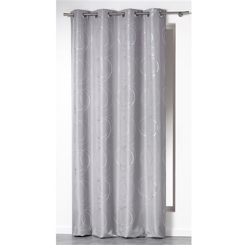 Rideau a oeillets 140 x 260 cm polyester imprime argent bully Perle