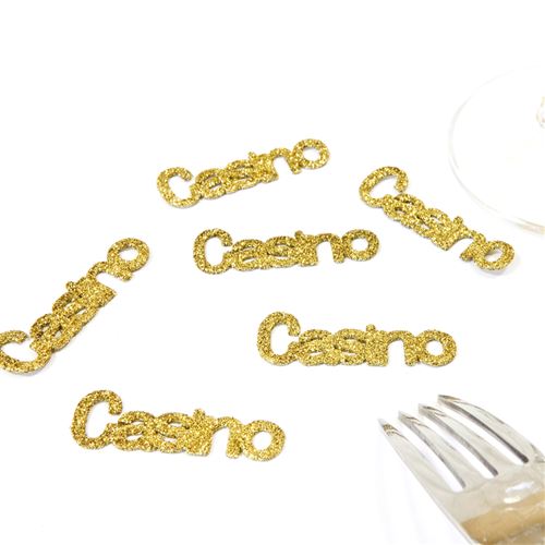 Lot de 60 Confettis de table thème Casino coloris Or - 5 x 1,5 cm