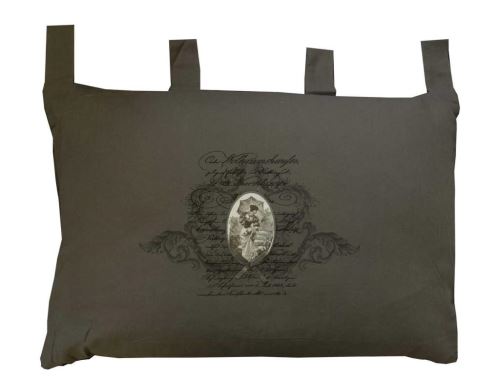 Tête de lit brodé en coton MEDAILLON gris