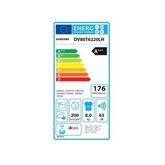 Sèche-linge à condensation 8kg SAMSUNG 60cm, DV80T6220LH