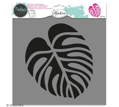 Pochoir textile Aladine - Feuille monstera - 28 x 28 cm