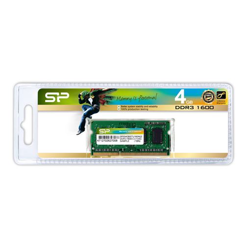 SILICON POWER - DDR3 - module - 4 GB - SO DIMM 204-PIN - 1600 MHz / PC3-12800 - CL11 - 1.5 V - niet-gebufferd - niet-ECC