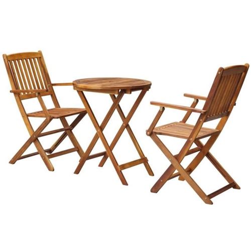 Vidaxl Marron Salon De Jardin Bois 3 Pieces