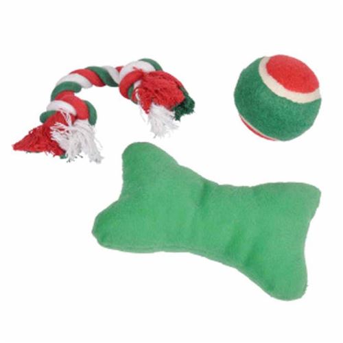 Comparer les prix de Paris Prix - Lot De 3 Jouets Pour Chien chaussette Noël 30cm Vert