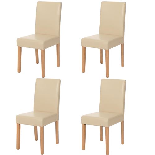 Mendler Lot de 4 chaises de sjour Littau, cuir reconstitu, crme, pieds clairs
