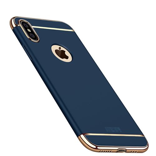 Coque en TPU placage 3 en 1 détachable bleu foncé pour votre Apple iPhone XS 5.8 inch