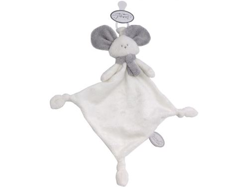 Dimpel - Mona doudou souris attache-tétine - blanc et gris-clair