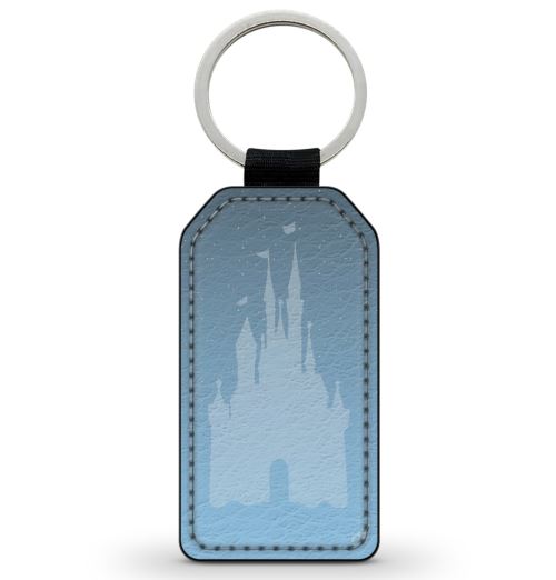 Porte-Cle Noir en Simili Cuir Leather Disneyland Castle