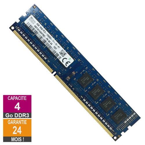 Barrette Mémoire 4Go Ram Ddr3 Hynix Hmt451U6Afr8C-Pb Dimm Pc3-12800U