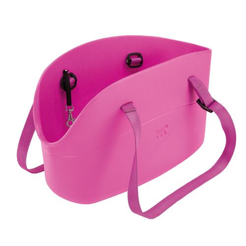 Ferplast Sac de transport pour chiens de petite taille WITH ME, EVA, caoutchouc souple plastifié, lavable, poignées réglables, ceinture de sécurité inclus, 21,5 x 43,5 x h 27, Fuschia