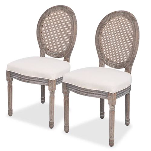 vidaXL Chaises de salle à manger 2 pièces Lin et Rotin