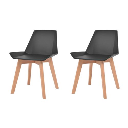 vidaXL Chaise de salle à manger 2 pcs Noir Plastique et hêtre