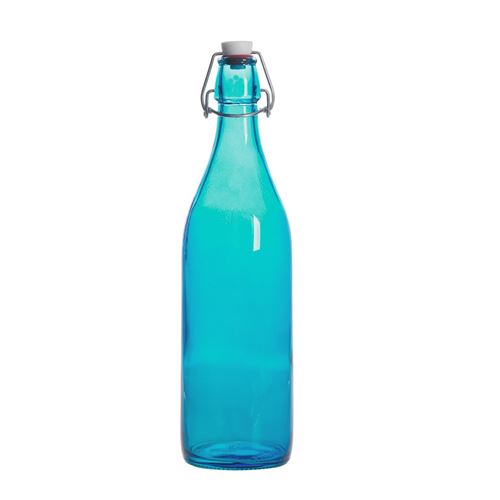Bouteille à limonade avec son bouchon mécanique 1 l azur - Bormioli - Bleu - Verre