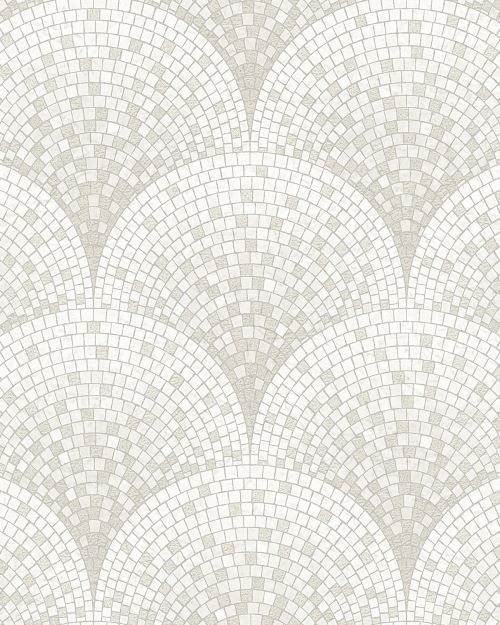 Profhome BA220041-DI Papier peint aspect pierre carrelage brillant blanc blanc-crème 5,33 m2