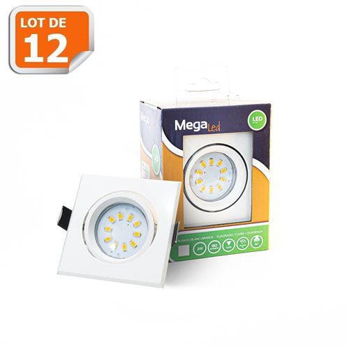 Lot 12 Spots encastrables LED amovibles Blanc 2W - Equivalent 50W - Mega Led CL10GU-SW50W