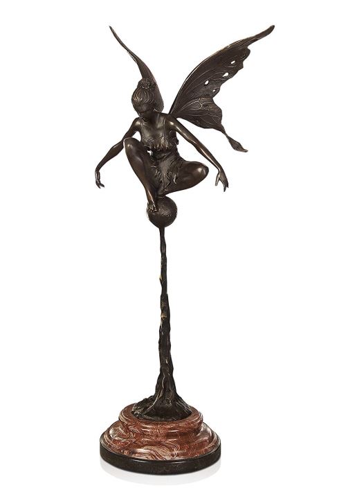 World Art Fairy on Magic Ball Sculpture En Bronze Multicolore, 59x25x17 Cm
