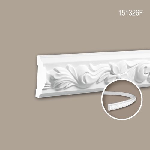 Cimaise 151326F Profhome Moulure décorative flexible style Rococo-Baroque blanc 2 m