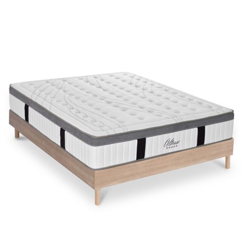 Ensemble matelas &agrave; M&eacute;moire de forme et sommier bois 160x200