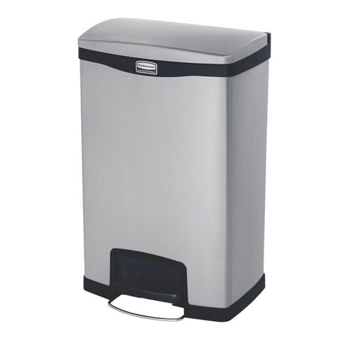 Poubelle à pédale frontale inox slim jim step-on rubbermaid 50l