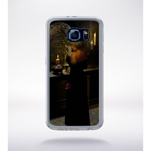 Coque Girl In Black Compatible Samsung Galaxy S6 Transparent
