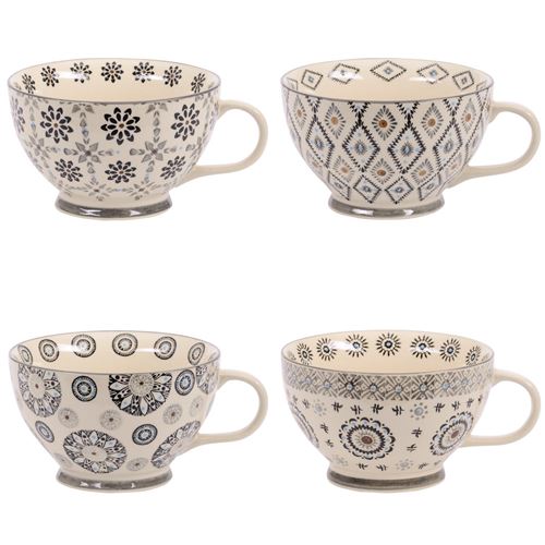 Table Passion Gris Coffret De 4 Déjeuners Nelson 35 Cl - Grès