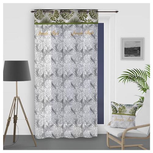 SOLEIL DOCRE Voile a oeillets Nouméa - 100% coton - 135 x 250 cm - Gris