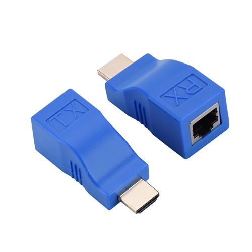 1 Paire HDMI Extender Adaptateur RJ45 Amplificateur de Signal Transmetteur Récepteur 30 mètres